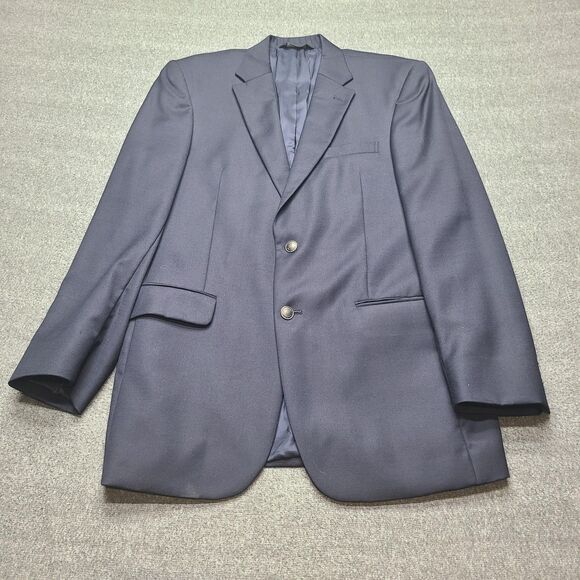 Jos A Bank Blazer Mens 40 Long Navy Blue Tailored Fit Wool Traveler's Collection - Picture 1 of 10